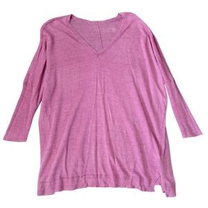 Eileen‎ Fisher Primrose Delave Jersey Boxy Sweater Women's XL Pink Linen